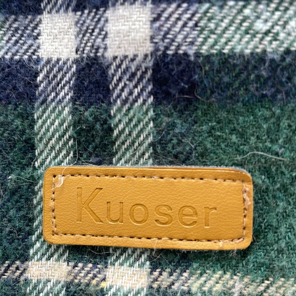 KUOSER Reversible Green Plaid/Solid Black Waterproof Dog Winter Coat, Medium